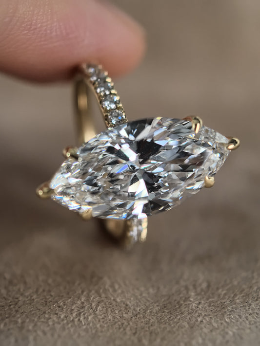 Juno Diamond Marquise Simple Pave Shank Ring