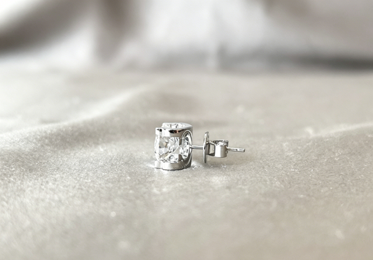 E-010|Round Brilliant Cut Lab Diamond Stud Earrings |Push-Back Closure|Everyday Luxury Jewelry