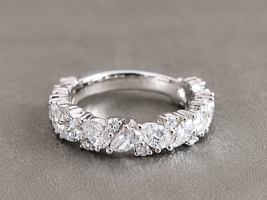MX-047 | Mixed-Cut Lab-Grown Diamond Continuous Cluster Band in White Gold