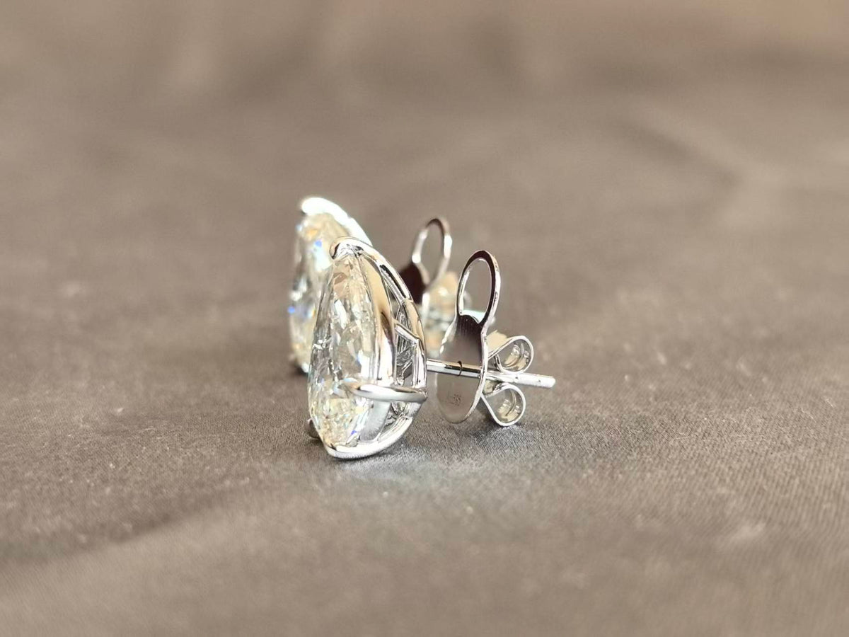 Juno Diamond E-052 | 10 Carat Total Weight Pear-Cut Lab-Grown Diamond Stud Earrings with Stabilizing Backs Earrings