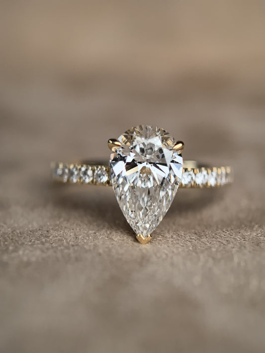 Juno Diamond Pear-Shaped Minimalist Pave Half-Shank Ring