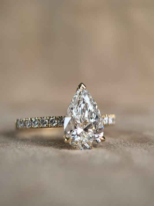 Juno Diamond Pear-Shaped Minimalist Pave Half-Shank Ring