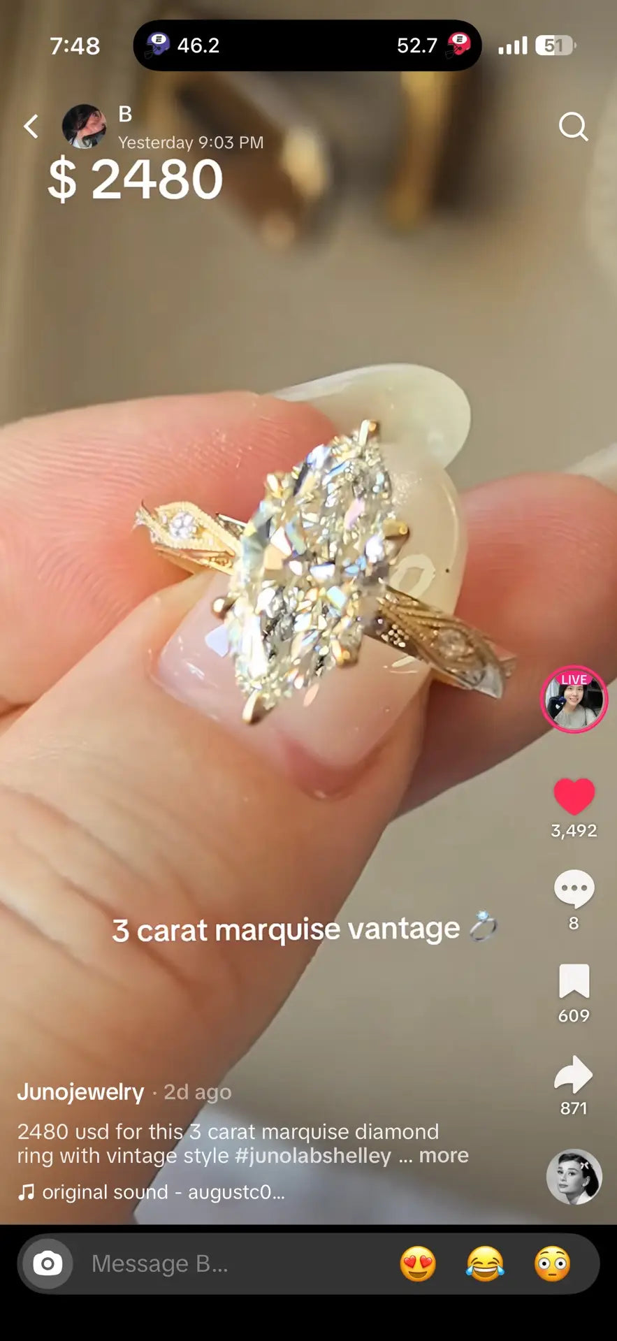 Juno Diamond A link for nate to pay Custom Order