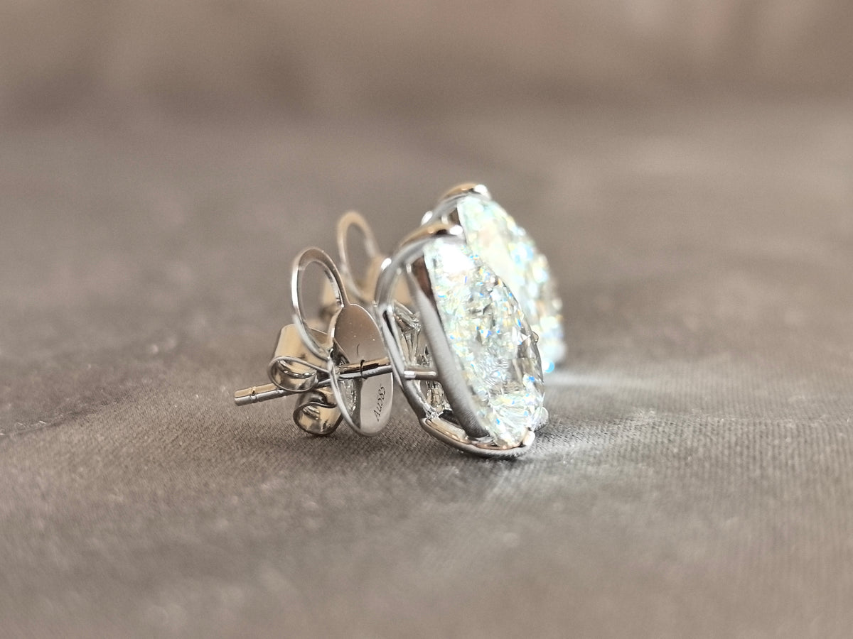 Juno Diamond E-052 | 10 Carat Total Weight Pear-Cut Lab-Grown Diamond Stud Earrings with Stabilizing Backs Earrings