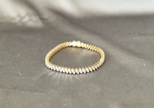 B-009Double Round Lab Diamond Tennis Bracelet | Shared-Prong Continuous Setting| Full Eternity Line Bracelet