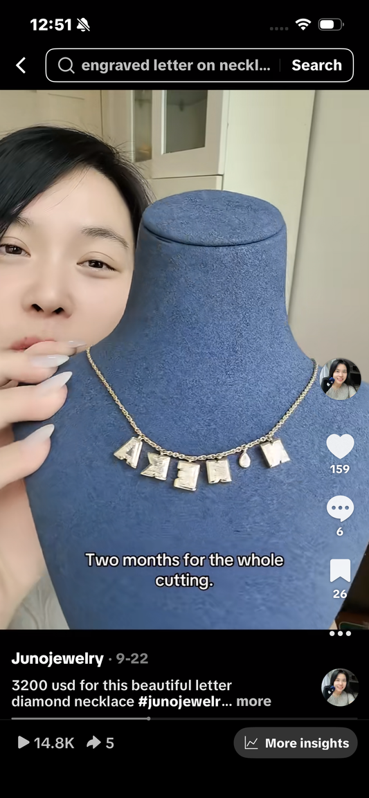 Juno Diamond Custom letter diamond necklace