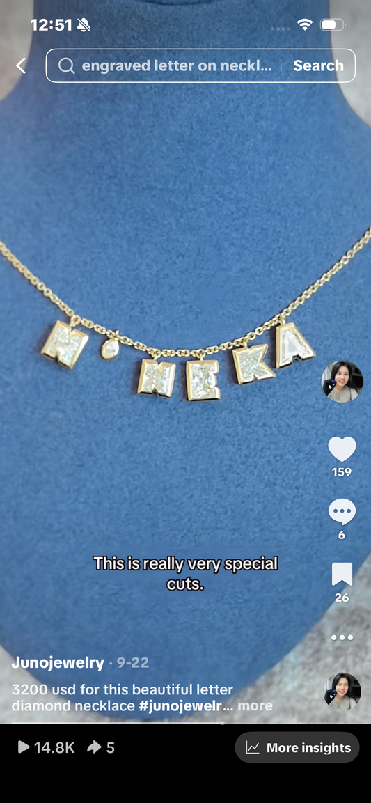 Juno Diamond Custom letter diamond necklace