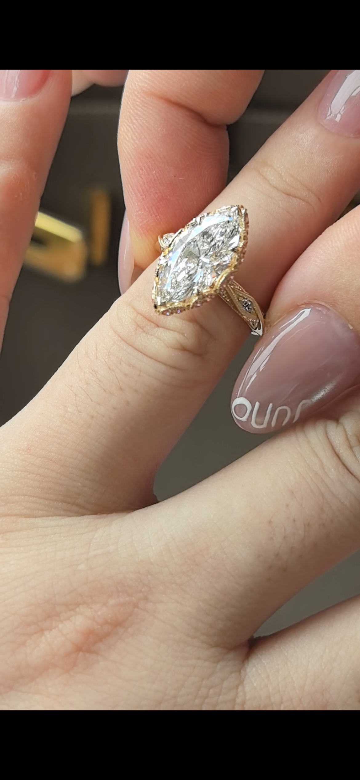 Juno Diamond 3 carat marquise vintage style ring
