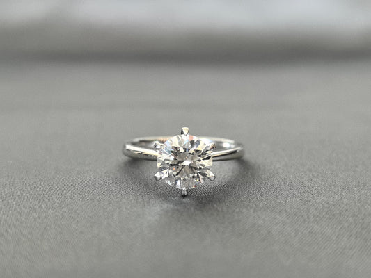 Round Solitaire Six-Claw Ring | Classic Plain Band | Timeless Design | Lab-Grown Diamond