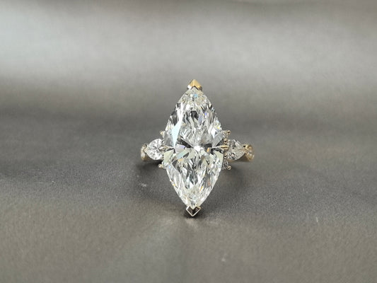 Marquise Vintage Ring | Half Eternity Band | Antique-Inspired Elegance | Lab-Grown Diamonds