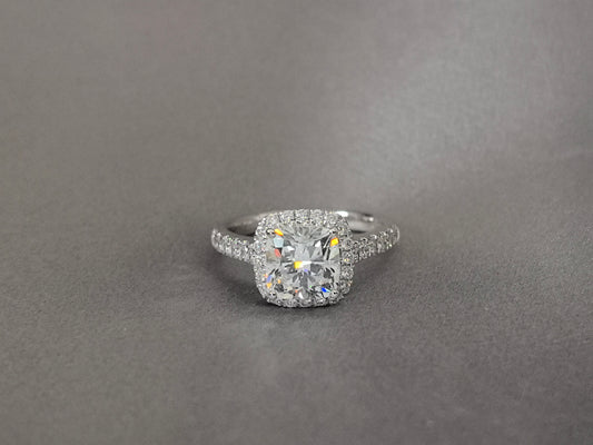 Cushion Halo Half Eternity Ring