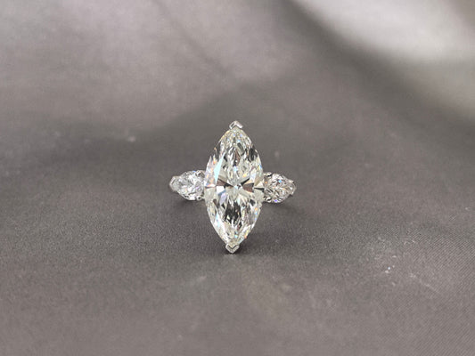 Marquise-Center Trilogy Ring | Pear Sidestones | Dynamic Elegance | Lab-Grown Diamonds