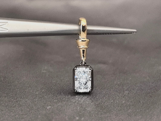 Radiant Cut Lab Diamond Pendant | 18K Black & Yellow Gold Dual-Tone | Modern Luxury