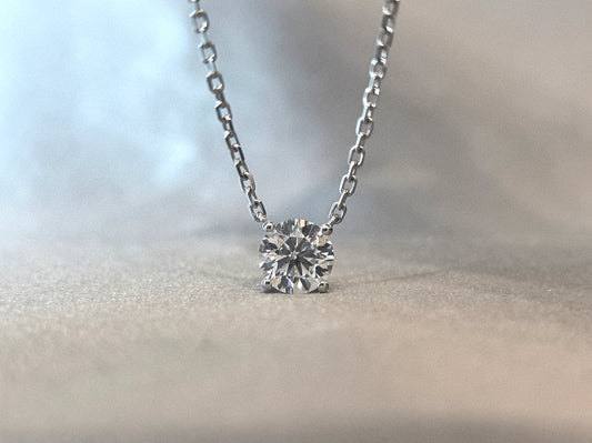 Round Brilliant Solitaire Necklace | 4-Prong Lab Grown Diamond Pendant