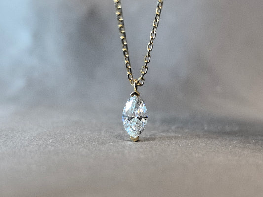 Marquise Cut Solitaire Necklace | Elongated Lab Grown Diamond Pendant