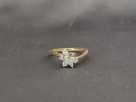 Twisted Marquise Diamond Band | Floral Leaf Design | Stackable Elegance | Lab-Grown Diamonds