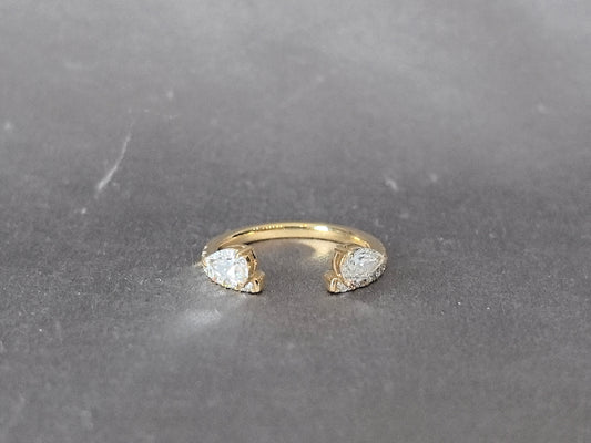 Open-End Pear Cut Diamond Ring | Half Pavé Band