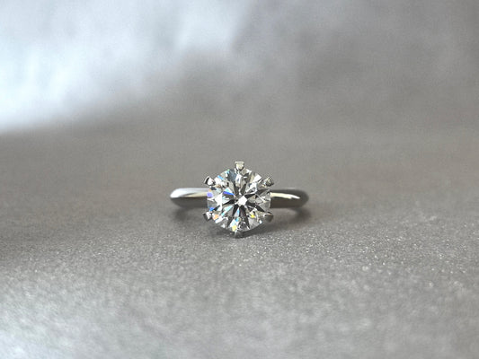 Round Solitaire Six-Claw Ring | Classic Plain Band | Timeless Design | Lab-Grown Diamond