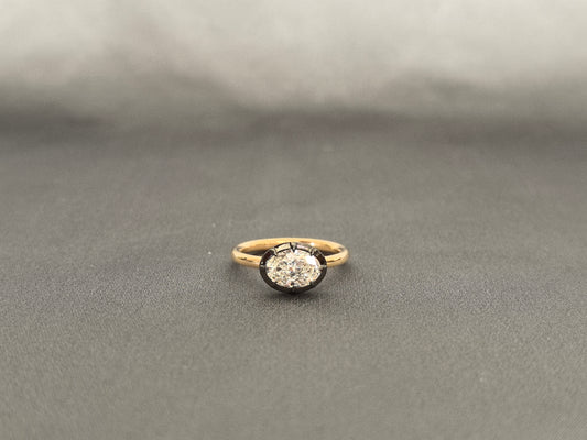 Horizontal Oval Lab Diamond Ring | 14K Gold | Modern East-West Setting