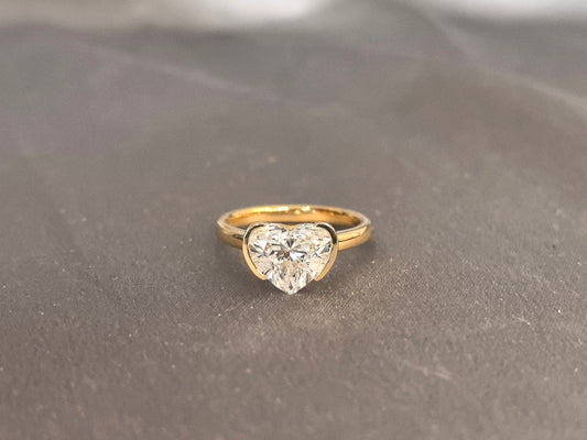Heart Shaped Lab Grown Diamond Solitaire Ring | Plain Band | 14K Gold | Romantic Minimalism