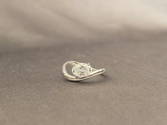 East-West Oval Cut Lab Diamond Pinky Ring | Twisted Band | 14K Gold | Modern Asymmetry