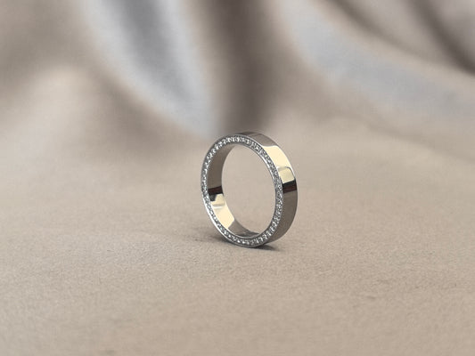 Men's Platinum Channel Set Band with Full Diamond Edges | Lab-Grown Diamond Ring