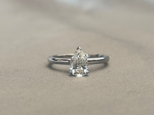 Pear-Shaped Lab-Grown Diamond Ring | Minimalist Design | 14K Gold