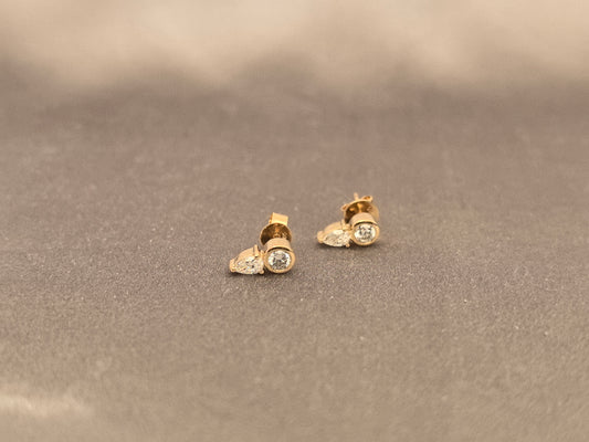 Round Diamond | Pear-Shaped Diamond Cluster Earrings | 14K Lab-Grown Diamonds