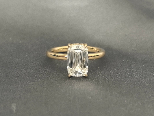 Ashoka Lab-Grown Diamond Ring | Floral Inlay with Hidden Halo | 14K Gold | Elegant Botanical Style