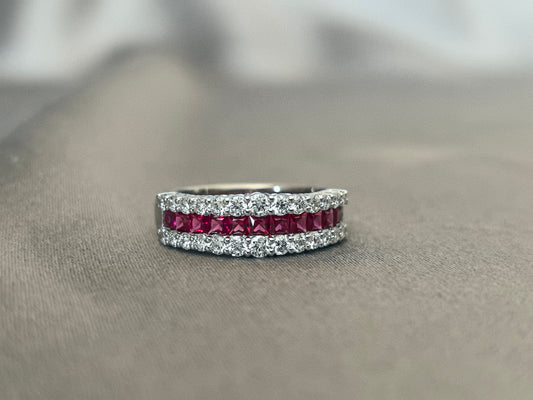 Vintage-Inspired Ruby & Diamond Eternity Band