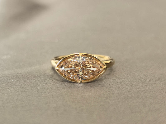 Juno Diamond Custom Marquise-Cut Ring | 14K Gold | Lab Diamond | Bezel Setting