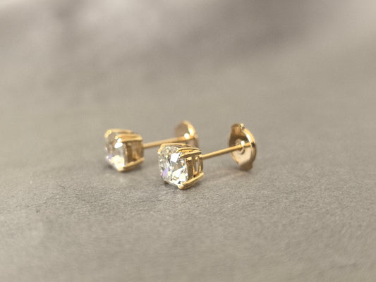 1 carat each Old european cut  Stud Earrings | 14K White Gold