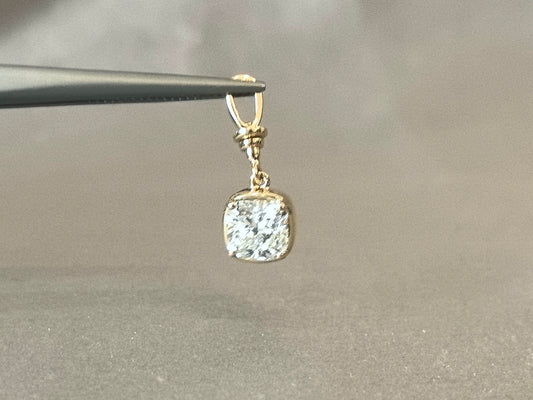 O-017 | Cushion Cut Lab-Grown Diamond Pendant Charm | Full Bezel-Set | Versatile Layerable Pendant
