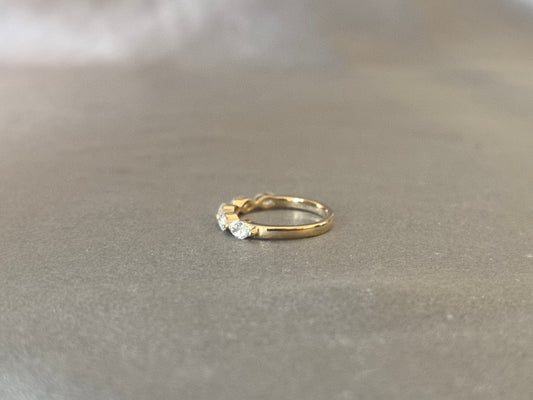 Ten-Point Marquise Diamond Half-Eternity Band | 14K Yellow Gold | Five-Stone Linear Cluster | Delicate Stackable Ring