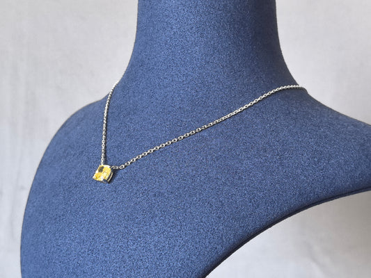 GN-006 | Cushion-Cut Lab-Grown Yellow Diamond Pendant Necklace | Four-Prong Set | Everyday Wear Bold Statement Necklace