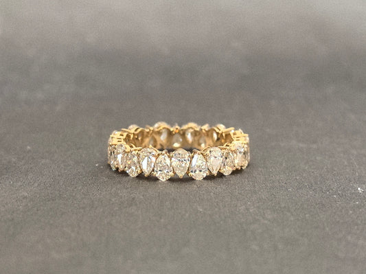 BW-010 | Pear-Cut Full Eternity Band | Shared-Prong Diamond Wedding Ring | Stackable Anniversary Band  Modern Lab Diamond Eternity Ring