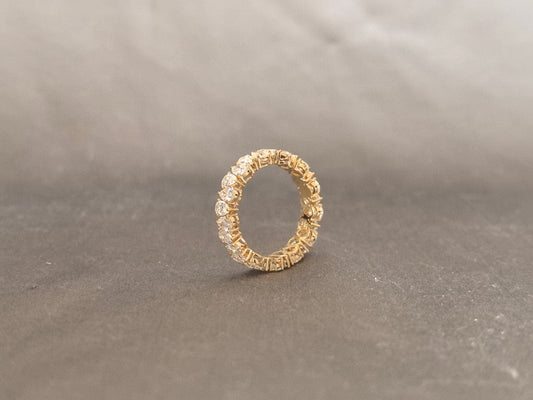 BW-010 | Pear-Cut Full Eternity Band | Shared-Prong Diamond Wedding Ring | Stackable Anniversary Band  Modern Lab Diamond Eternity Ring