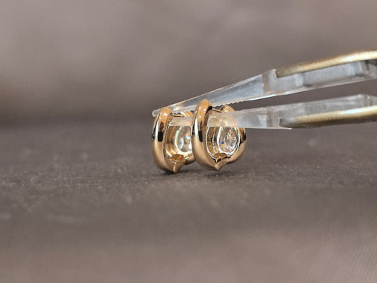 E-015 | Pear Shape Diamond Earrings | Bezel Setting | Unique Design | Minimalist Everyday Wear Stud Earrings