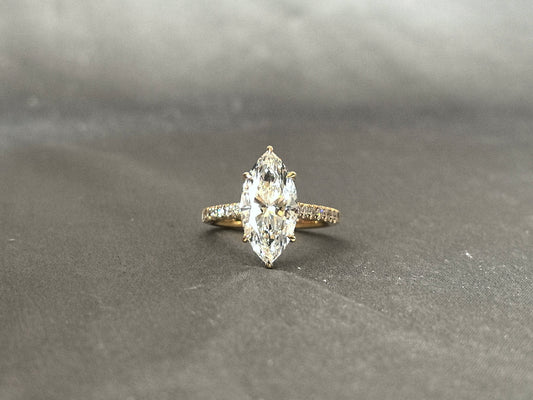 4 Carat Marquise Diamond Ring | 14K Yellow Gold Ring | Lab Grown Diamond Ring | Six Prong Setting | Openwork Basket Setting