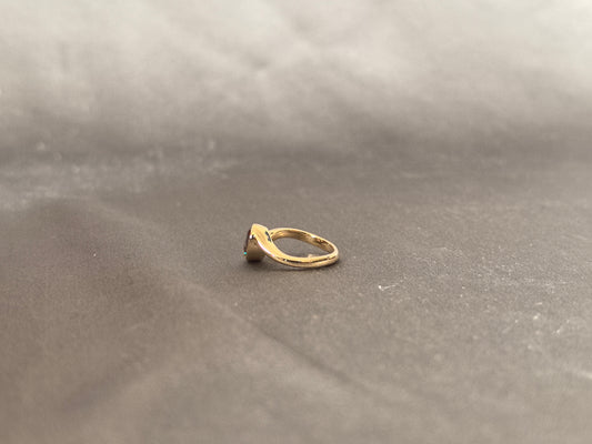 1 Carat Oval Brown Diamond Ring | 14K Yellow Gold Ring | Lab Grown Diamond Ring | Pinky Ring | Bezel Setting | Two Prong Setting | Curved Band Design