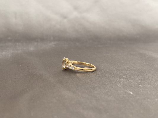 2  Carat Oval Diamond Ring | 14K Yellow Gold Ring | Lab Grown Diamond Ring | Four Prong Setting | Openwork Basket Setting | Three Stone Side Accents