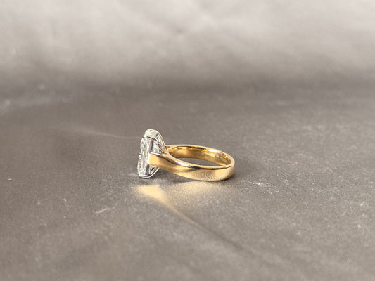 5 Carat Radiant Cut Diamond Ring | 14K Yellow Gold Ring | Lab Grown Diamond Ring | Four Prong Setting | Cathedral Setting | Wide Band Ring