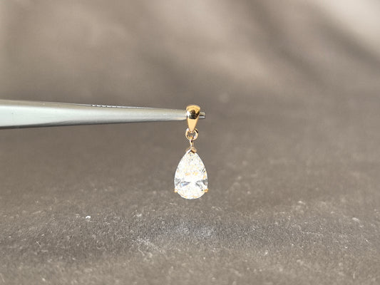 O-012 | Pear Shape Diamond Pendant | Three Prong Setting | Elegant Stackable Pendant