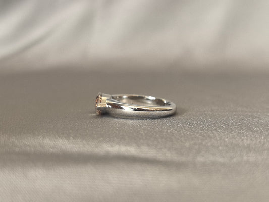 MA-017 | Champagne Marquise Diamond | Round Platinum Band Ring | Minimalist Engagement Ring
