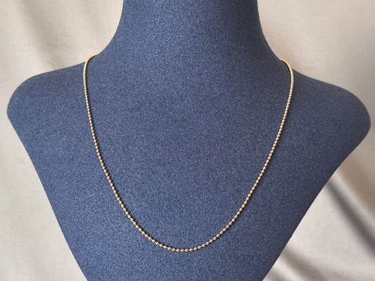 N189 | 1.5-2.5mm Ball Chain Necklace | 14k Yellow Gold Chain | Unique Design|Length 45cm