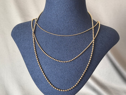 N189 | 1.5-2.5mm Ball Chain Necklace | 14k Yellow Gold Chain | Unique Design|Length 45cm