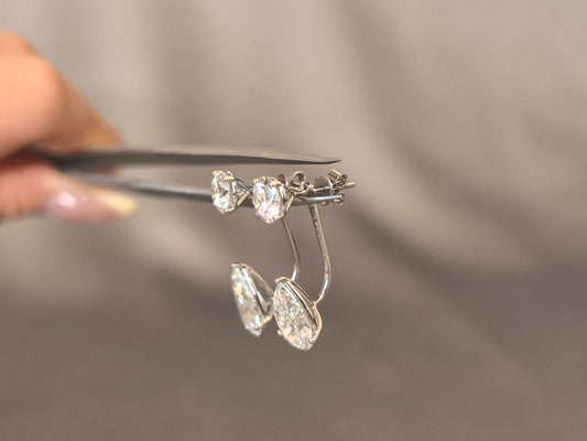 E-018| Pear Shape & Round Diamond Earrings | Unique Design | Luxury Earings