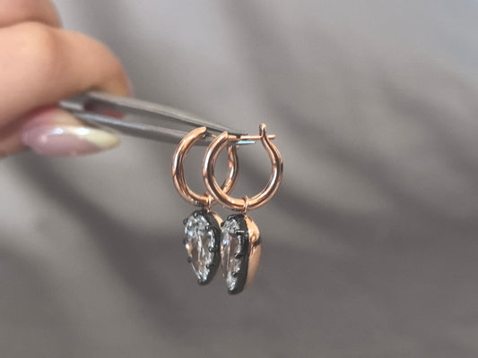 E-016 | Pear Shape Diamond Earrings | Bezel Setting | Unique Design