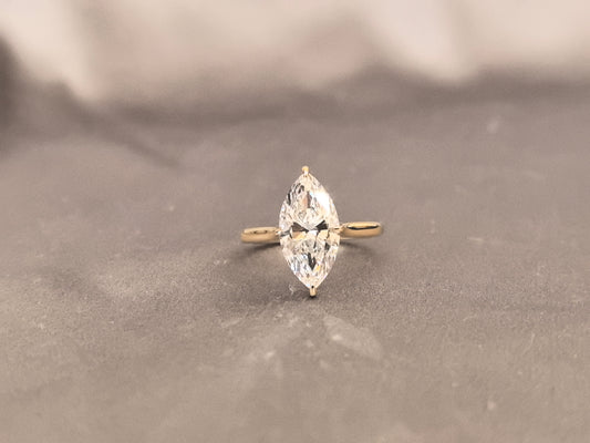 MA-015 | Marquise Diamond Ring | Round Shank | Minimalist Design