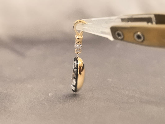 O-001|Marquise Cut Black Prong Pendant|Two-tone Charm| Pave Set Diamond Enhancer| Reversible Dangle Pendant | Modern Edgy Fine Jewelry